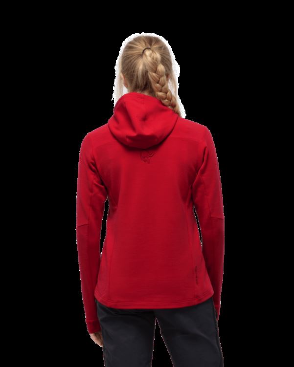 Norrona Dames Falketind Warmwool2 Stretch Capuchon Met Rits Jester Rood