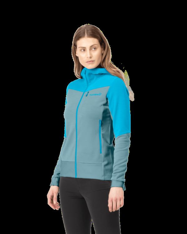 Norrona Dames Falketind Warmwool2 Stretch Capuchon Met Rits Aquarius/toermalijn