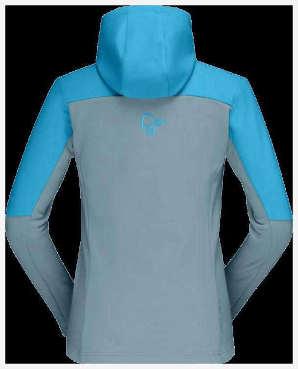 Norrona Dames Falketind Warmwool2 Stretch Capuchon Met Rits Aquarius/toermalijn