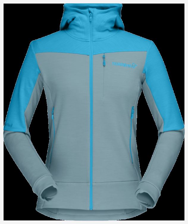 Norrona Dames Falketind Warmwool2 Stretch Capuchon Met Rits Aquarius/toermalijn