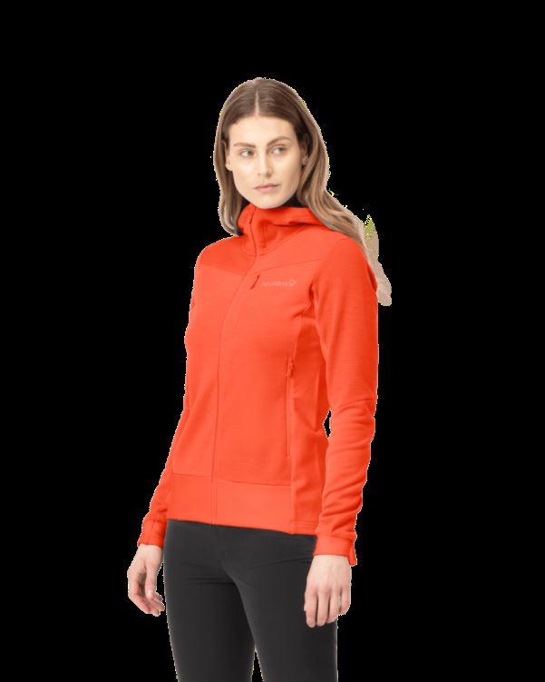 Norrona Dames Falketind Warmwool2 Stretch Zip Hood Oranje Alert