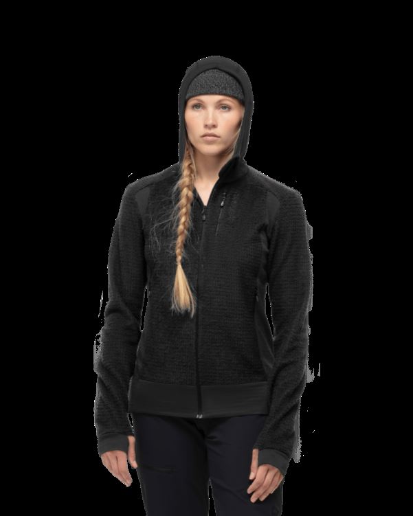 Norrona Dames Falketind Alpha120 Zip Hood Kaviaar Zwart