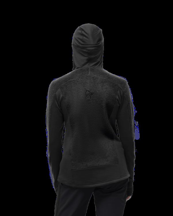 Norrona Dames Falketind Alpha120 Zip Hood Kaviaar Zwart
