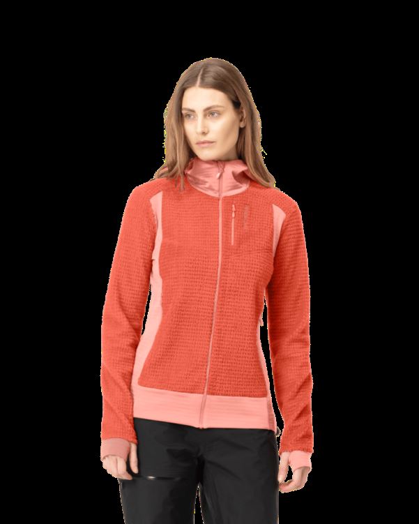 Norrona Dames Falketind Alpha120 Zip Hood Oranje Alert/perzik Amber