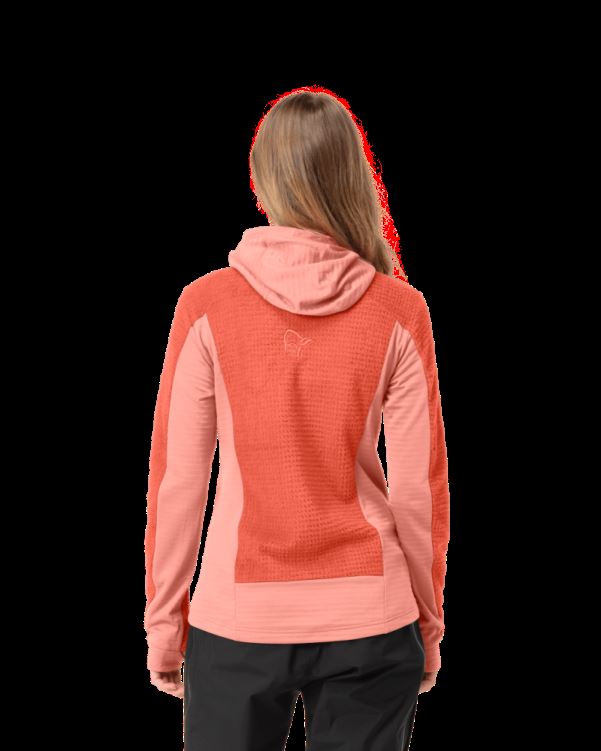 Norrona Dames Falketind Alpha120 Zip Hood Oranje Alert/perzik Amber
