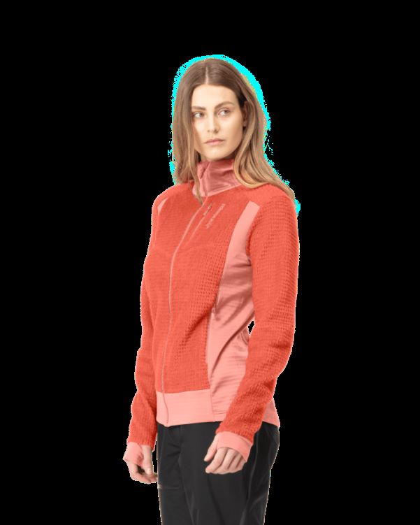 Norrona Dames Falketind Alpha120 Zip Hood Oranje Alert/perzik Amber
