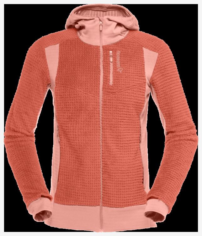 Norrona Dames Falketind Alpha120 Zip Hood Oranje Alert/perzik Amber