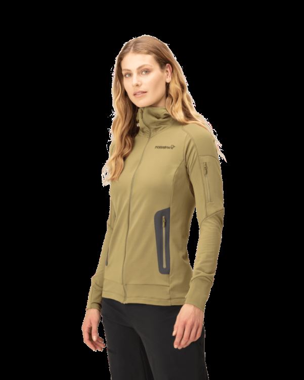Norrona Falketind Power Grid Capuchon Olijfgroen Voor Dames