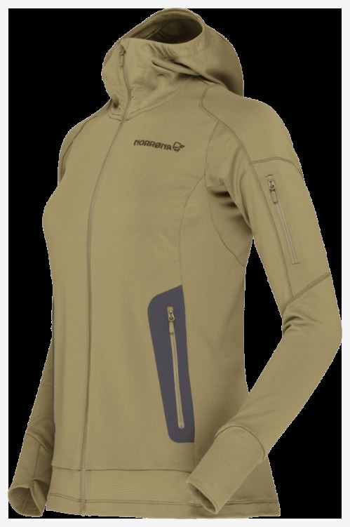 Norrona Falketind Power Grid Capuchon Olijfgroen Voor Dames