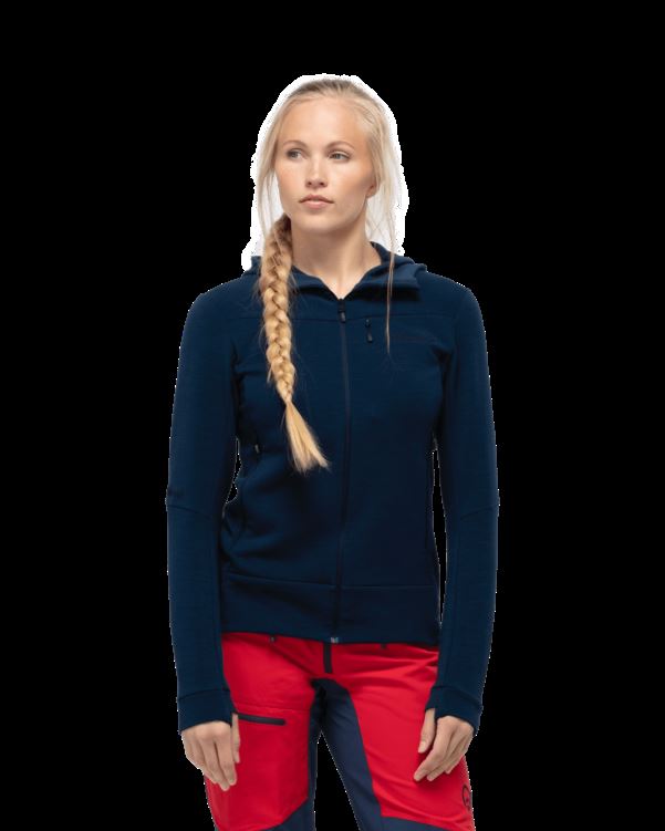 Norrona Dames Falketind Warm2 Octa Capuchon Indigo Nachtblauw