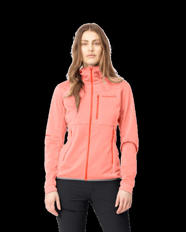 Norrona Dames Falketind Warm2 Octa Hood Oranje Alert/perzik Amber