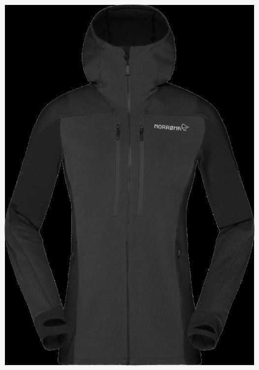 Norrona Trollveggen Powerstretch Pro Kaviaarzwarte Capuchon Met Rits Voor Dames