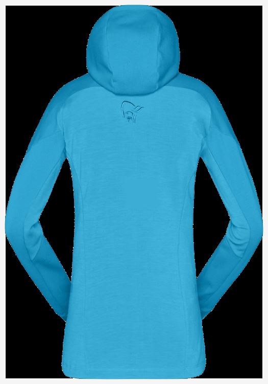 Norrona Trollveggen Powerstretch Pro Zip Hood Hawaiian Surf Blue Voor Dames