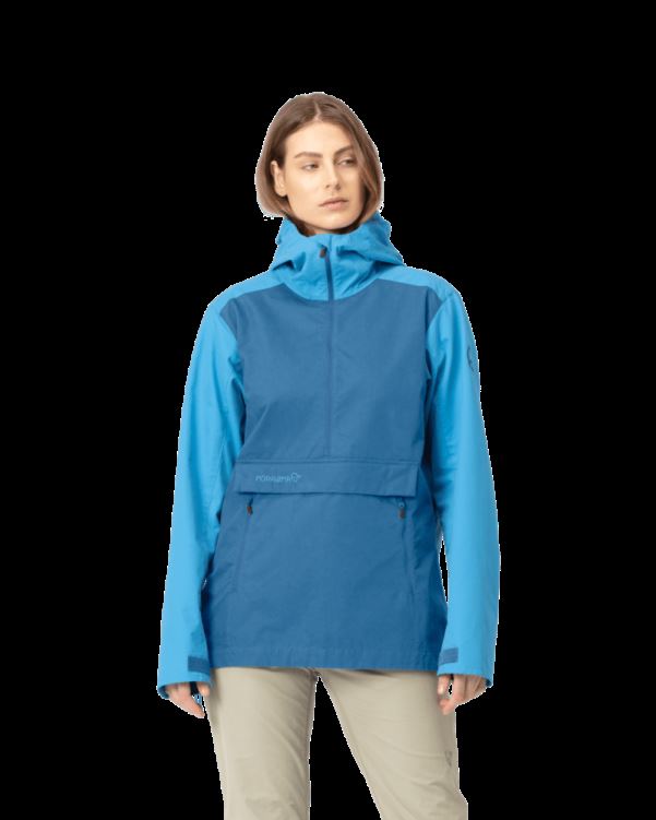 Norrona Svalbard Katoenen Dames Anorak Heritage Blauw/kroonblauw
