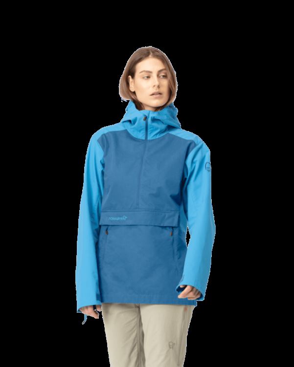 Norrona Svalbard Katoenen Dames Anorak Heritage Blauw/kroonblauw