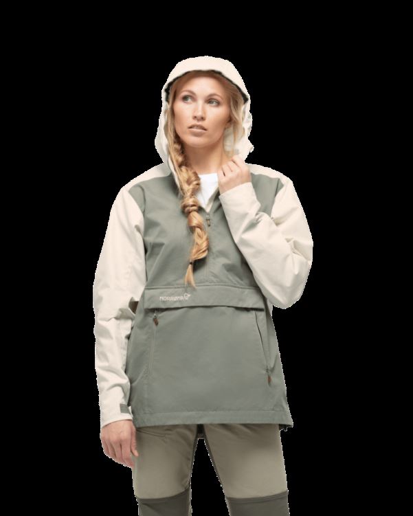 Norrona Svalbard Katoenen Dames Anorak Ecru/zandsteen