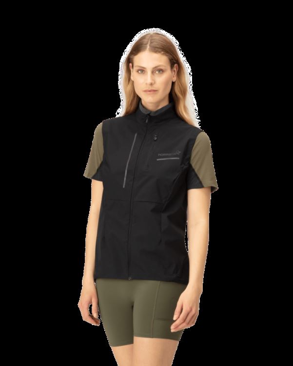 Norrona Dames Bodywarmer Senja Aero90 Kaviaar Zwart