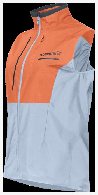 Norrona Dames Senja Aero90 Bodywarmer Flamingo/blauw Mist