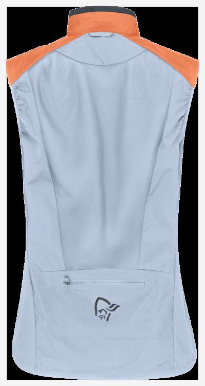 Norrona Dames Senja Aero90 Bodywarmer Flamingo/blauw Mist