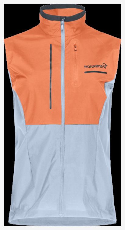 Norrona Dames Senja Aero90 Bodywarmer Flamingo/blauw Mist