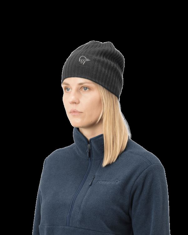 Norrona Unisex Rib Muts Kaviaar Zwart