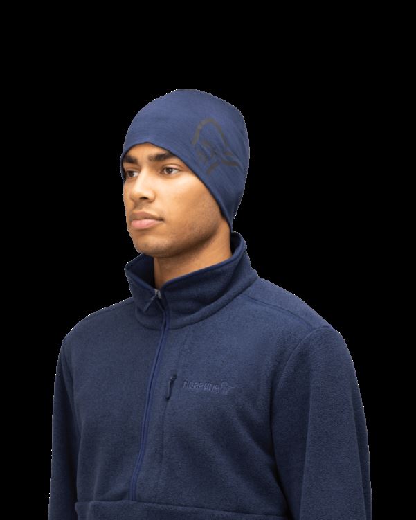 Norrona Unisex Genaaide Wollen Muts Indigo Nachtblauw