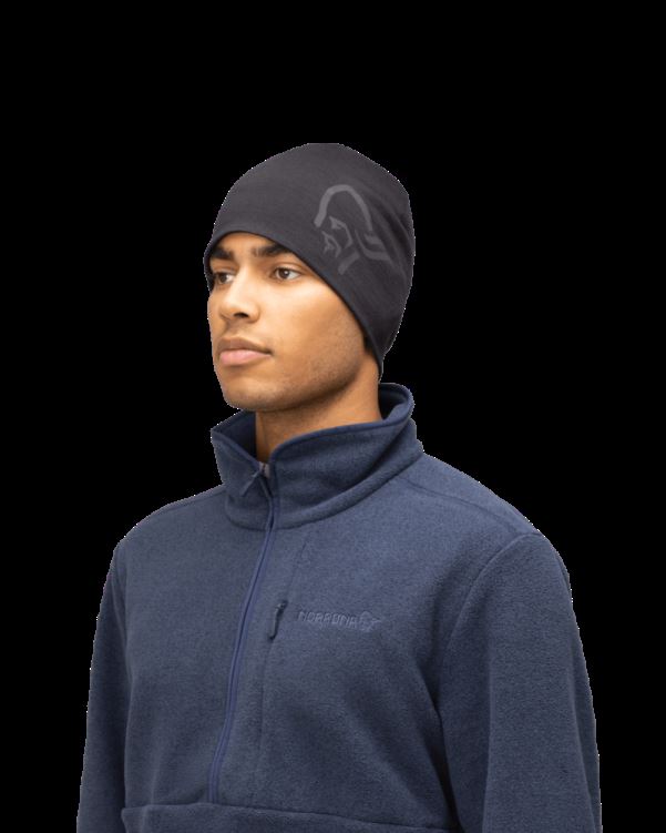 Norrona Unisex Genaaide Wollen Muts Kaviaar Zwart