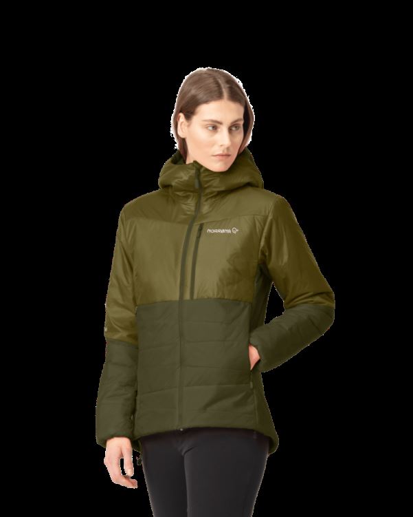 Norrona Dames Falketind Thermo60 Hood Olijfgroen/olijf Nacht