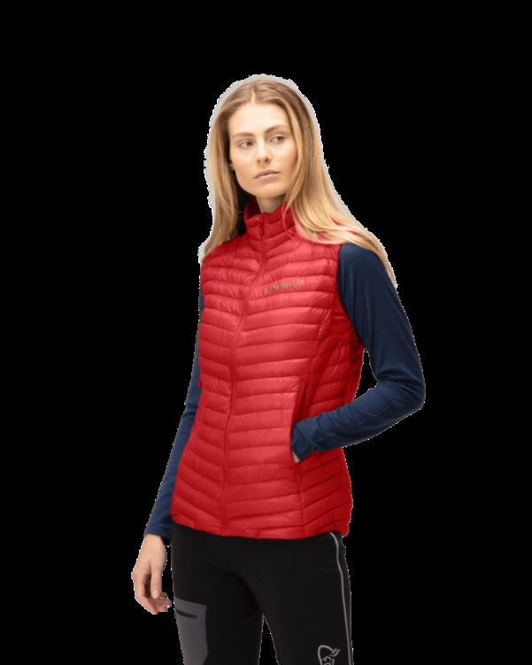 Norrona Trollveggen Superlight Dons850 Vest Voor Dames, Echt Rood