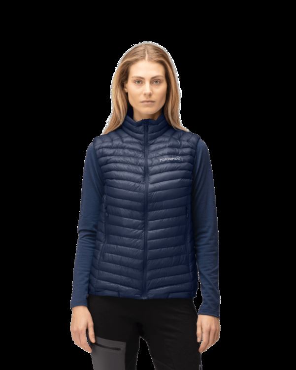 Norrona Dames Trollveggen Superlight Down850 Bodywarmer Indigo Nachtblauw