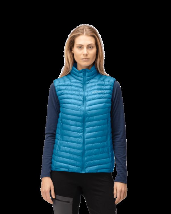 Norrona Trollveggen Superlight Down850 Vest Hawaiian Surf Blauw Voor Dames