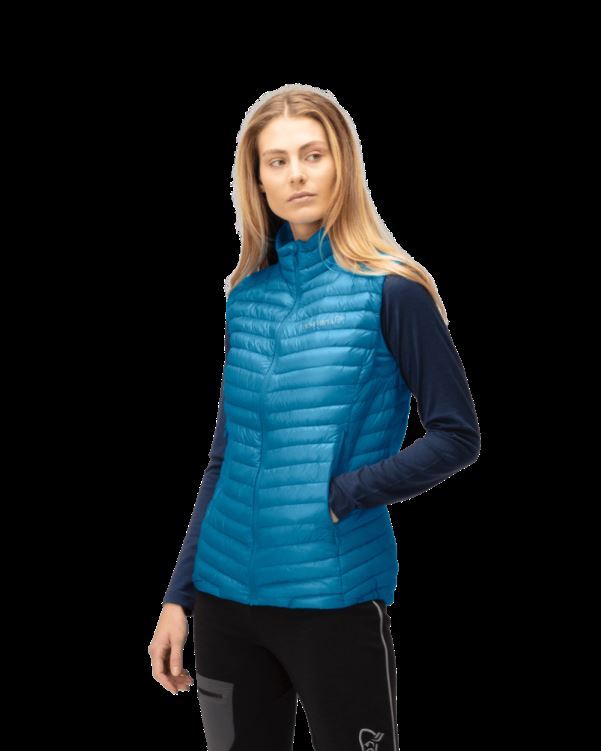 Norrona Trollveggen Superlight Down850 Vest Hawaiian Surf Blauw Voor Dames