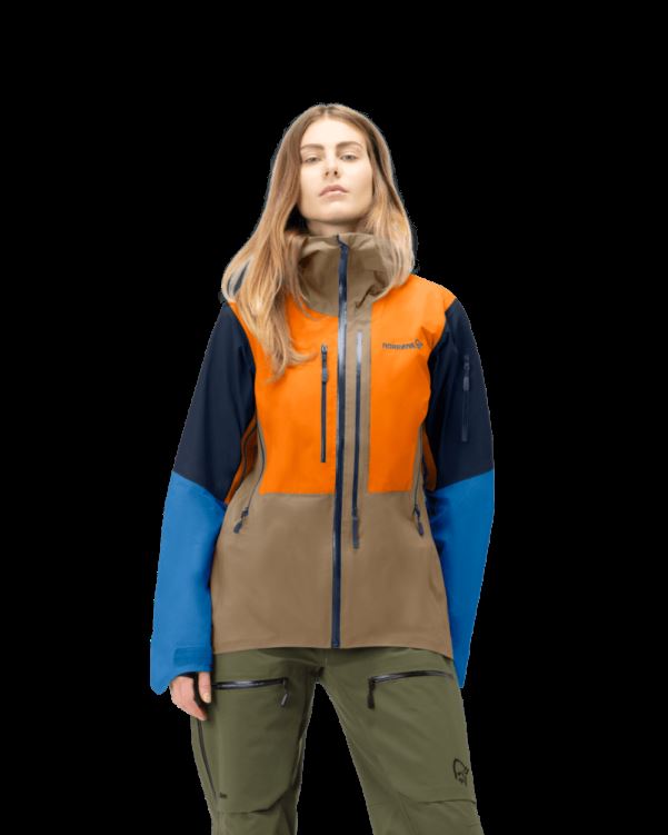 Norrona Lofoten Gore-tex Pro Damesjack Elmwood/oranje Popsicle