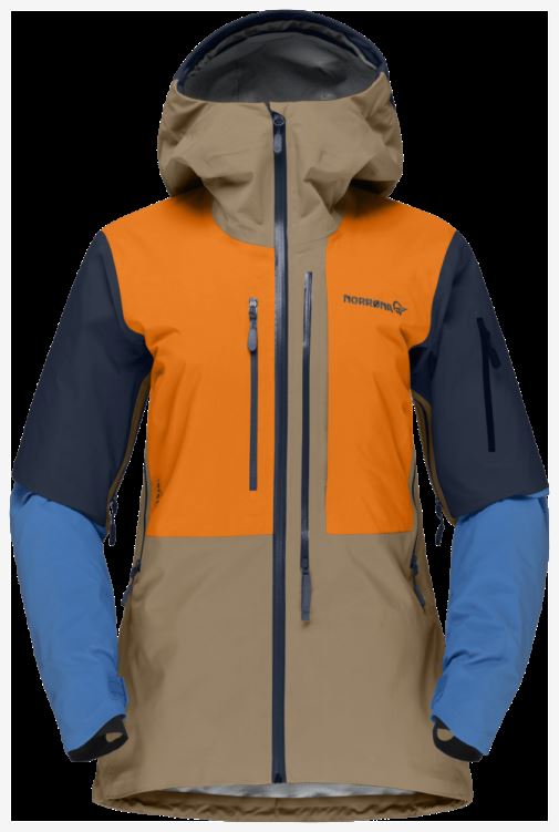 Norrona Lofoten Gore-tex Pro Damesjack Elmwood/oranje Popsicle