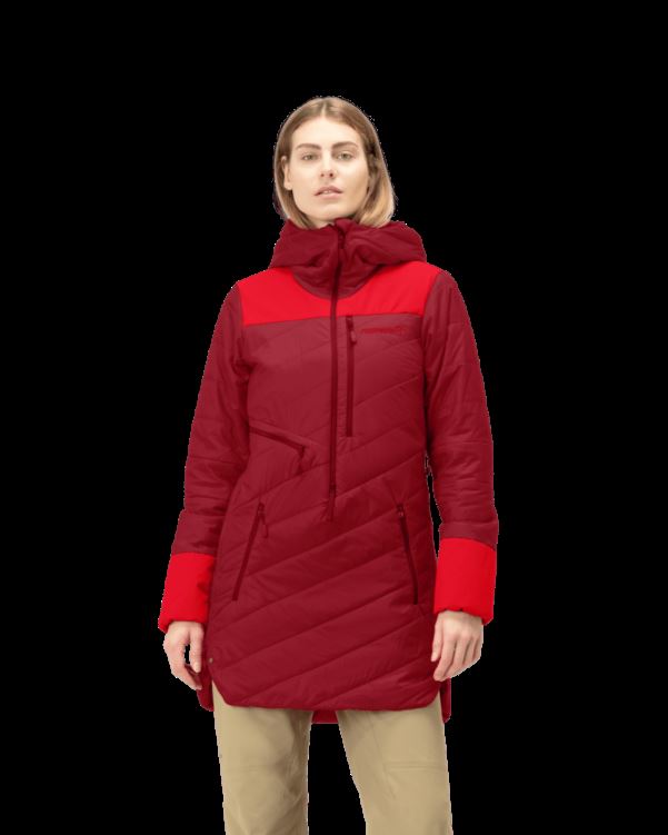 Norrona Dames Anorak Primaloft80 Lofoten Rabarber/true Red