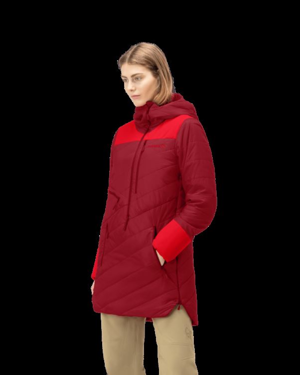Norrona Dames Anorak Primaloft80 Lofoten Rabarber/true Red