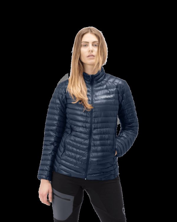 Norrona Trollveggen Superlight Dons850 Damesjack Indigo Nachtblauw