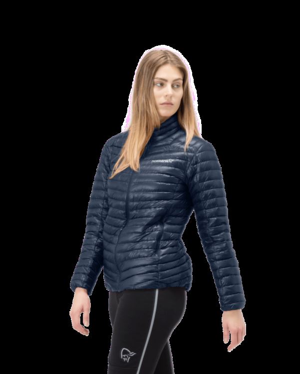 Norrona Trollveggen Superlight Dons850 Damesjack Indigo Nachtblauw