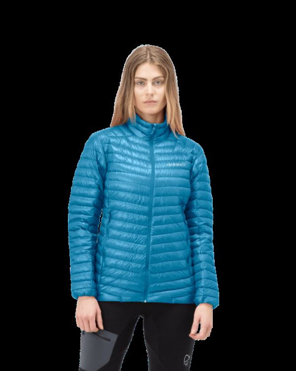 Norrona Trollveggen Superlight Down850 Damesjack Hawaiian Surf Blauw