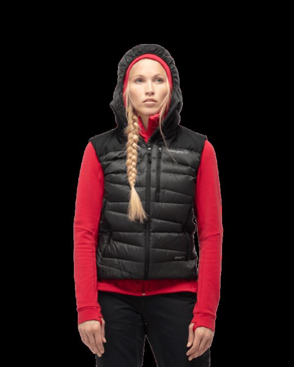 Norrona Dames Falketind Down750 Vest Kaviaar Zwart
