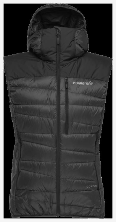 Norrona Dames Falketind Down750 Vest Kaviaar Zwart