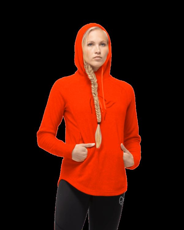 Norrona Warm2 Hood Adrenaline Rood Voor Dames