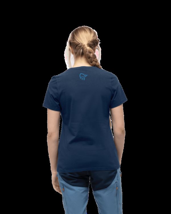 Norrona Dames /29 Katoen Schuin Logo T-shirt W`s Indigo Nachtblauw