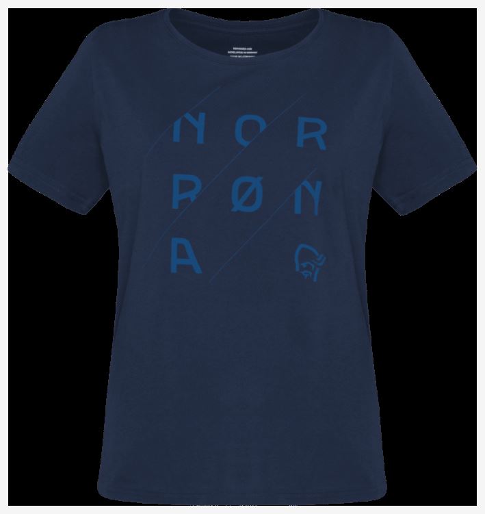 Norrona Dames /29 Katoen Schuin Logo T-shirt W`s Indigo Nachtblauw