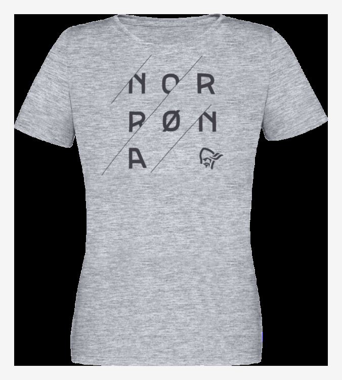 Norrona Dames /29 Katoenen Slant Logo T-shirt W`s Motregen Melange/kaviaar