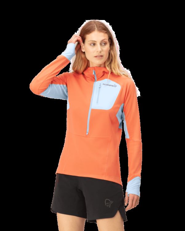 Norrona Dames Senja Warm1 Capuchon Flamingo Oranje