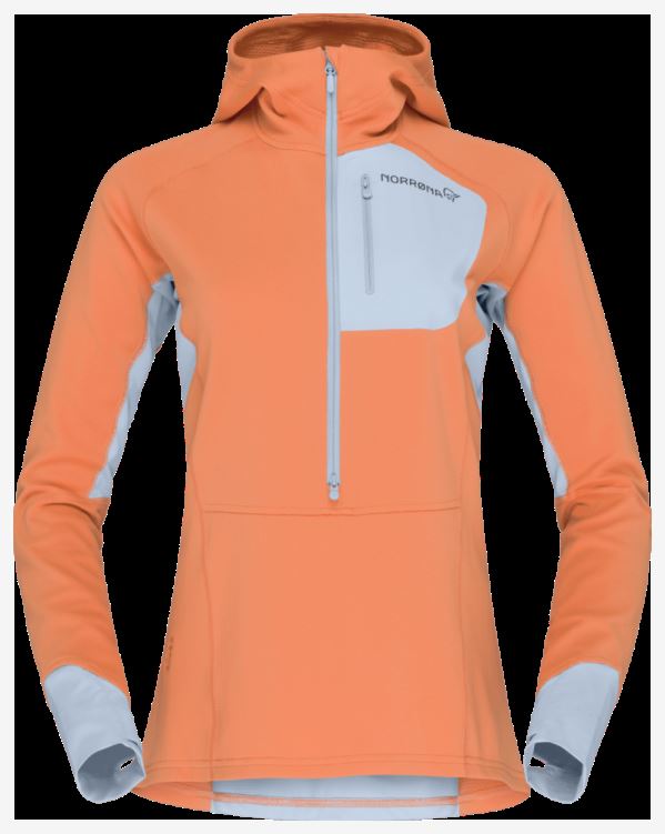 Norrona Dames Senja Warm1 Capuchon Flamingo Oranje