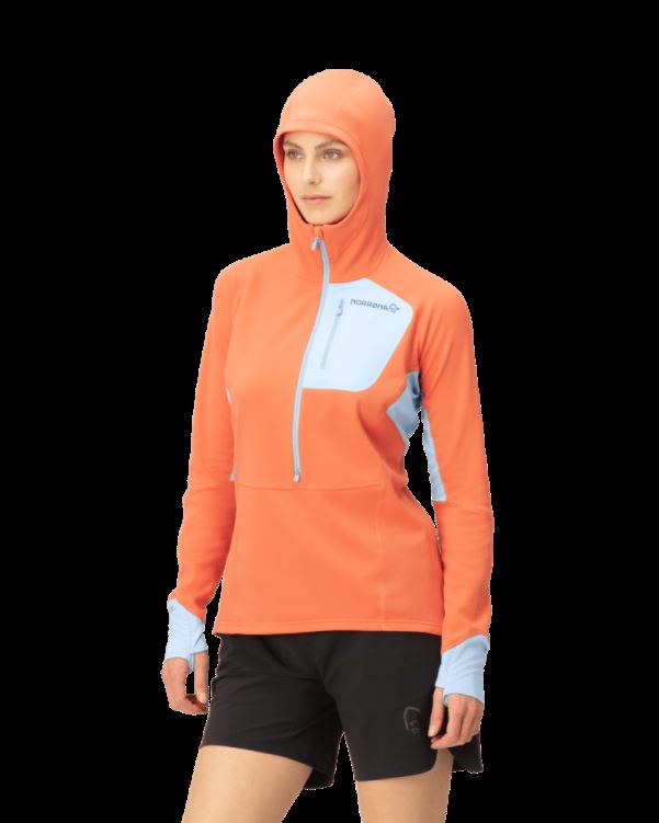 Norrona Dames Senja Warm1 Capuchon Flamingo Oranje