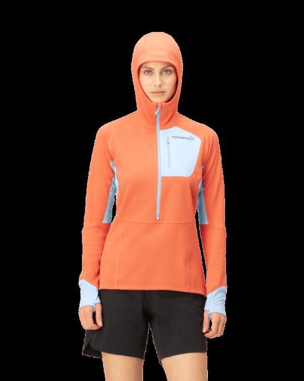 Norrona Dames Senja Warm1 Capuchon Flamingo Oranje